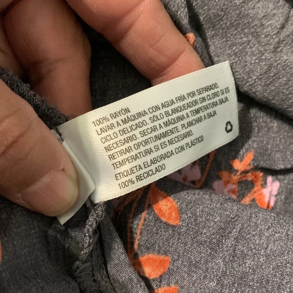 A New Day medium navy blue maxi dress grey with orange flowers - Picture 5 of 5